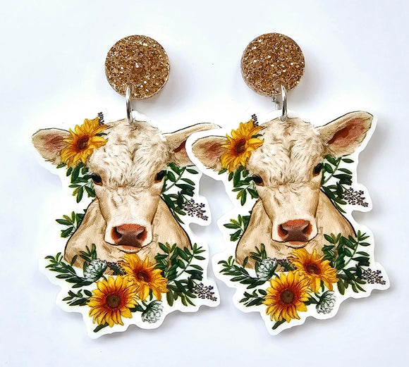 Sunflower Cow Dangles