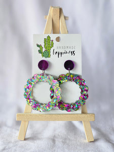 Scalloped Circle Dangles - Peacock