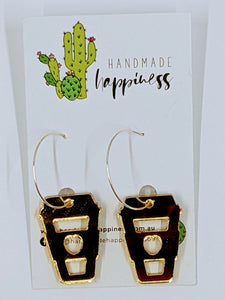 Gold Mirror Coffee Dangles