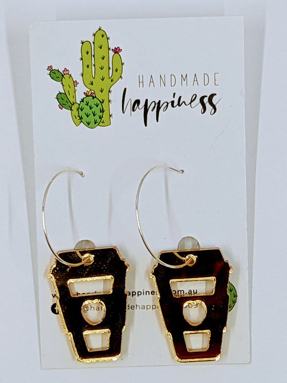 Gold Mirror Coffee Dangles